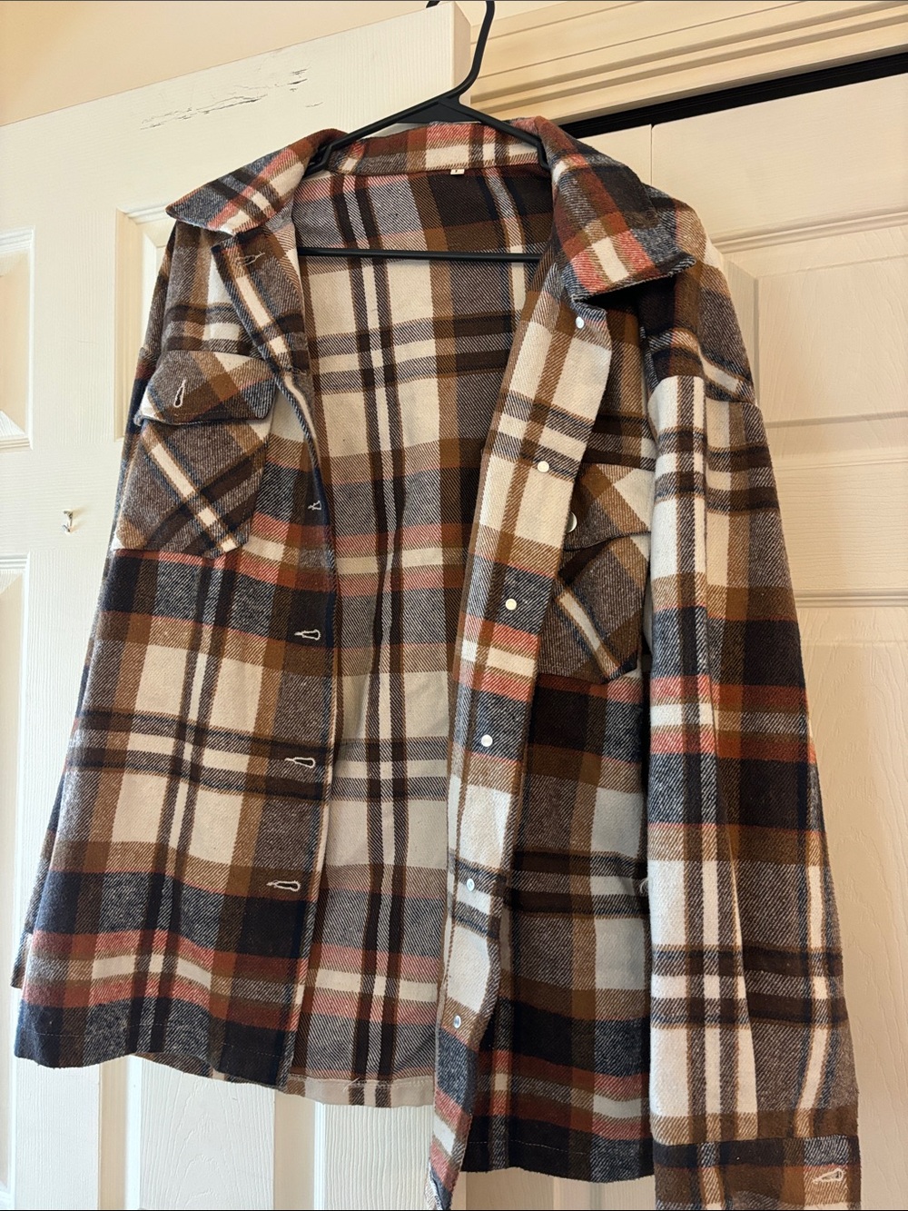Women’s Plaid Lightweight Shacket Jacket - Brown Multi